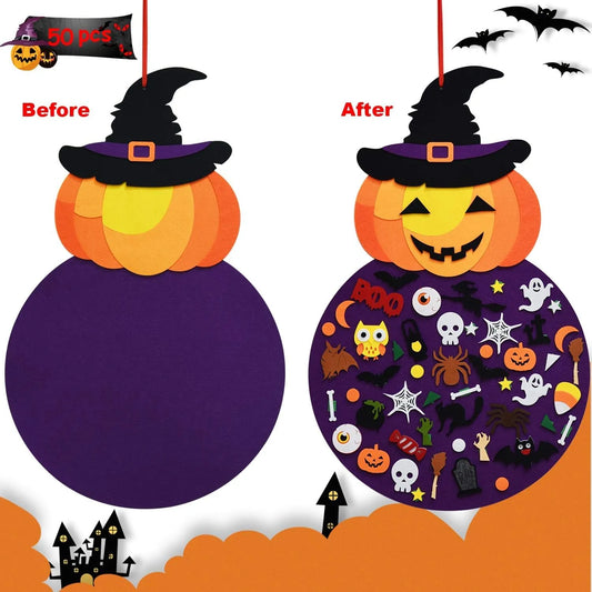 DIY Halloween Pumpkin Witch Decor | Felt Halloween Crafts for Kids | Toddler Halloween Crafts