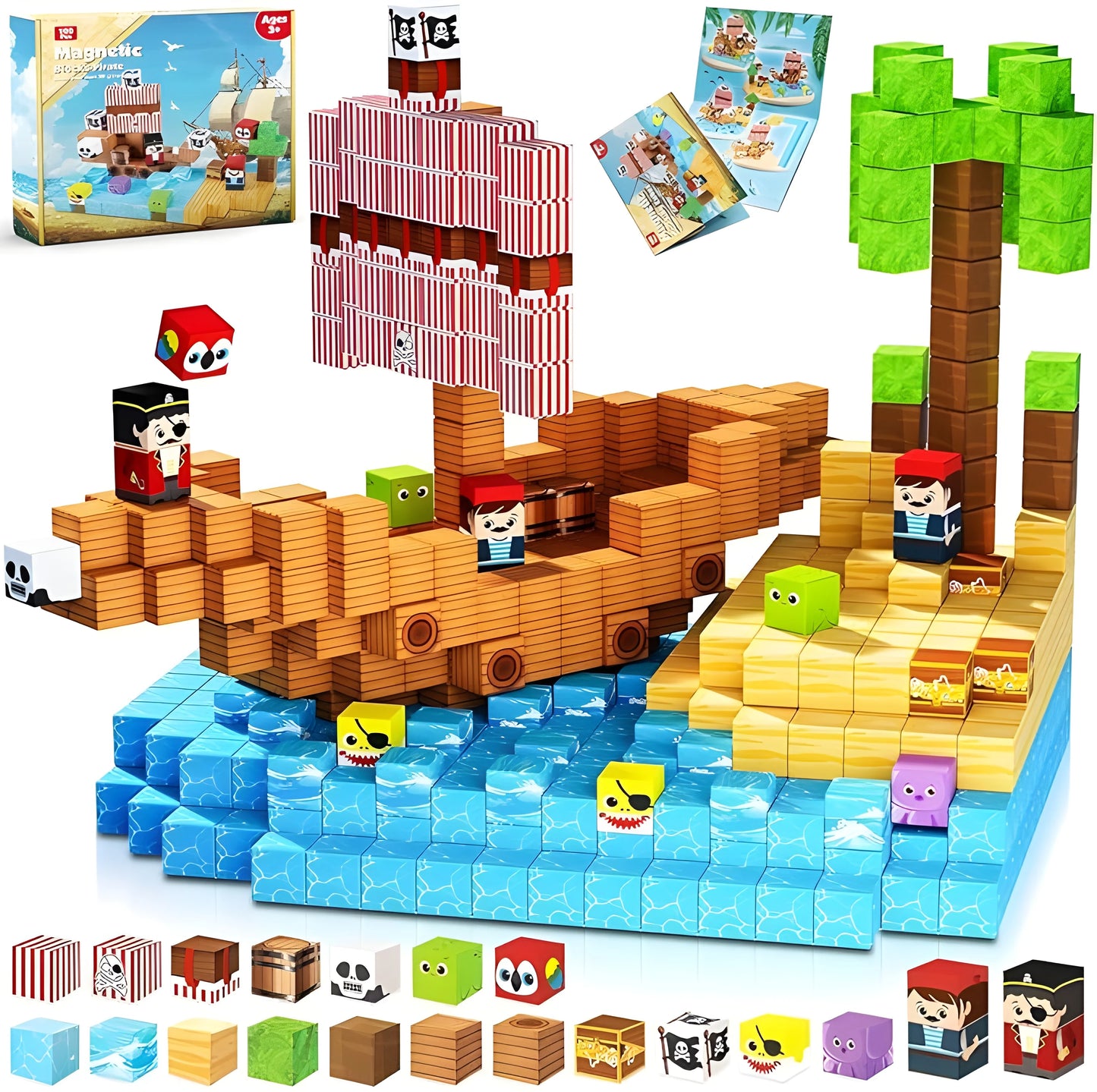 Onenazo magnetic building blocks Pirate Ship 100 pieces