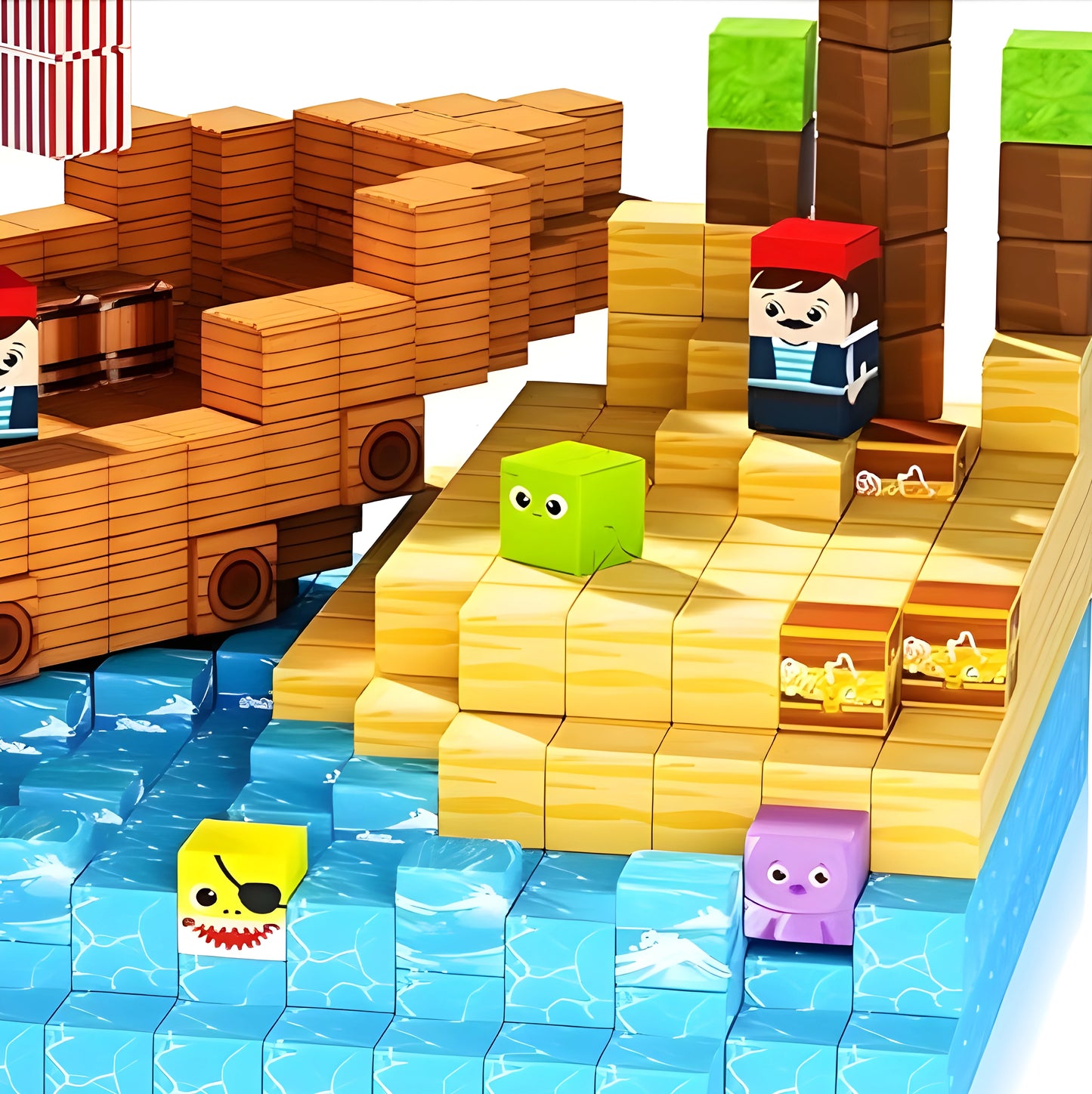 Onenazo magnetic building blocks Pirate Ship details