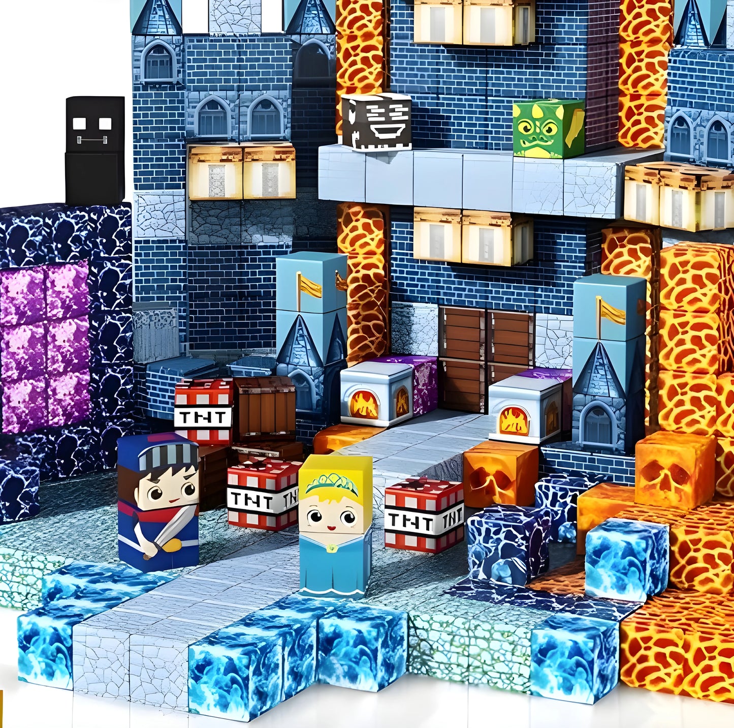 Onenazo magnetic building blocks blue castle details