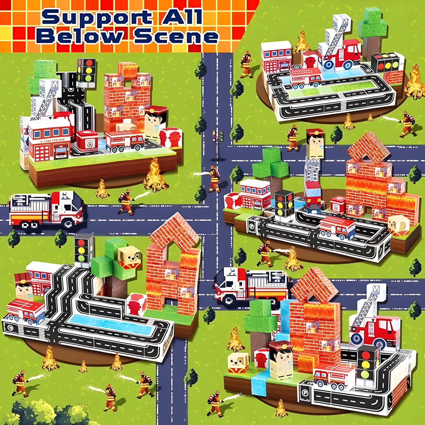 Onenazo magnetic building blocks firefighter for boys gift