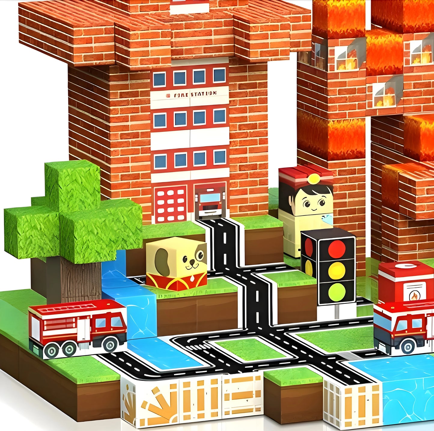 Onenazo magnetic building blocks firefighter details