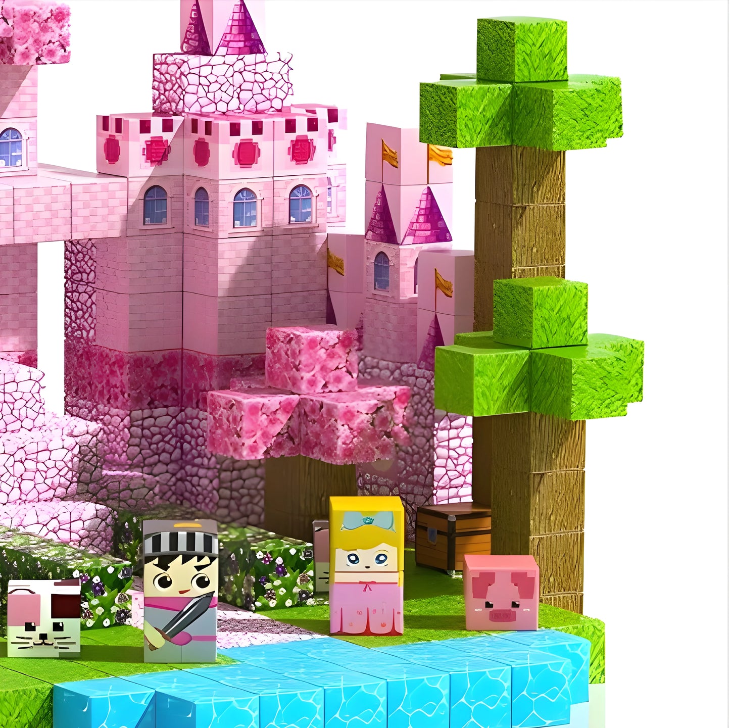 Onenazo magnetic building blocks pink castle details