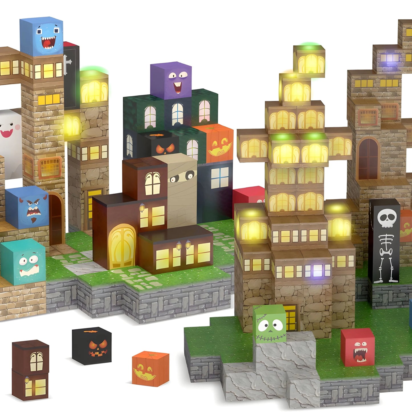 Onenazo Magnetic Building Blocks with LED Light Up Blocks - Midnight Magic | 0.8"/2 cm