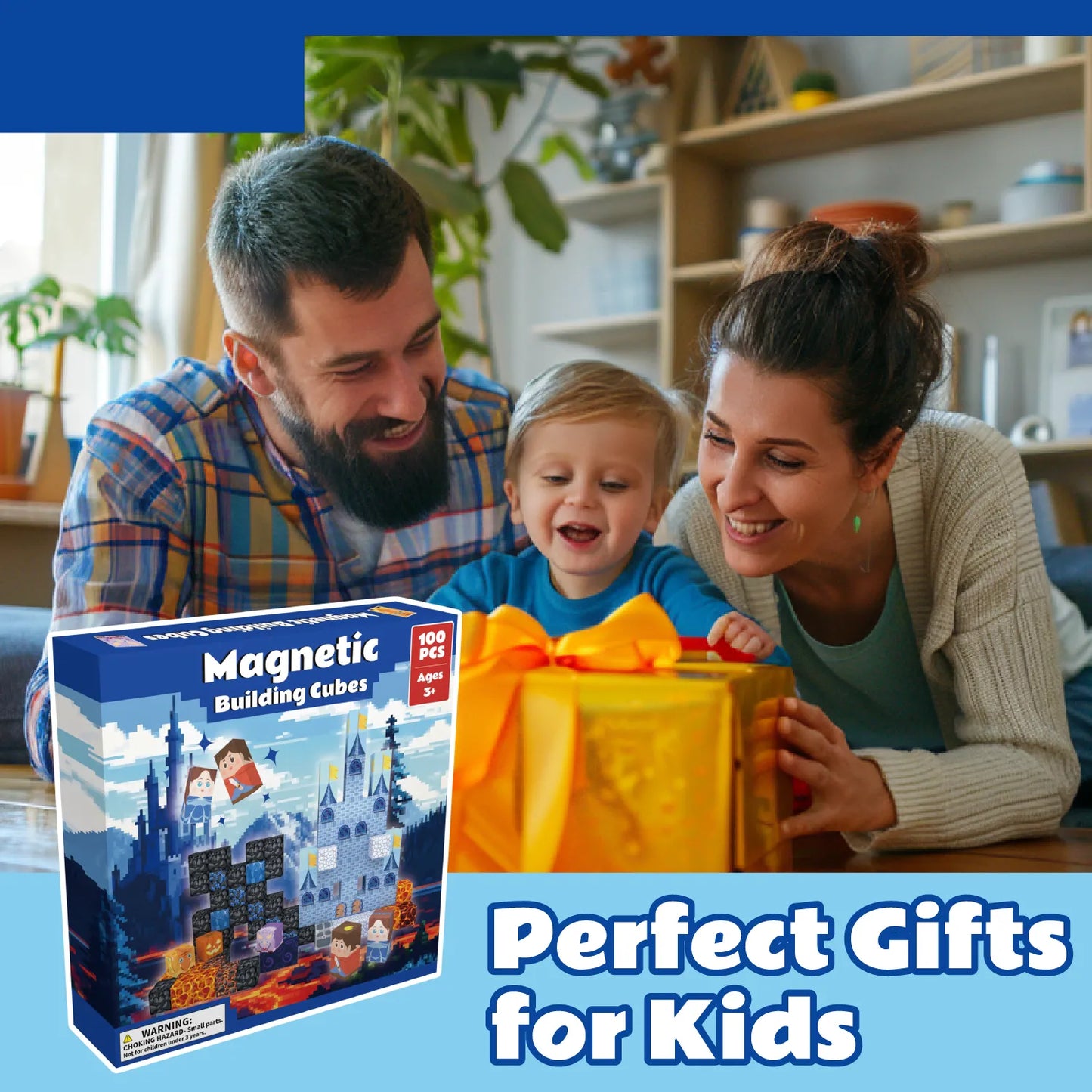 Onenazo Magnetic Building Blocks with LED Light Up Blocks - Lava Sword Castle | 0.8"/2 cm