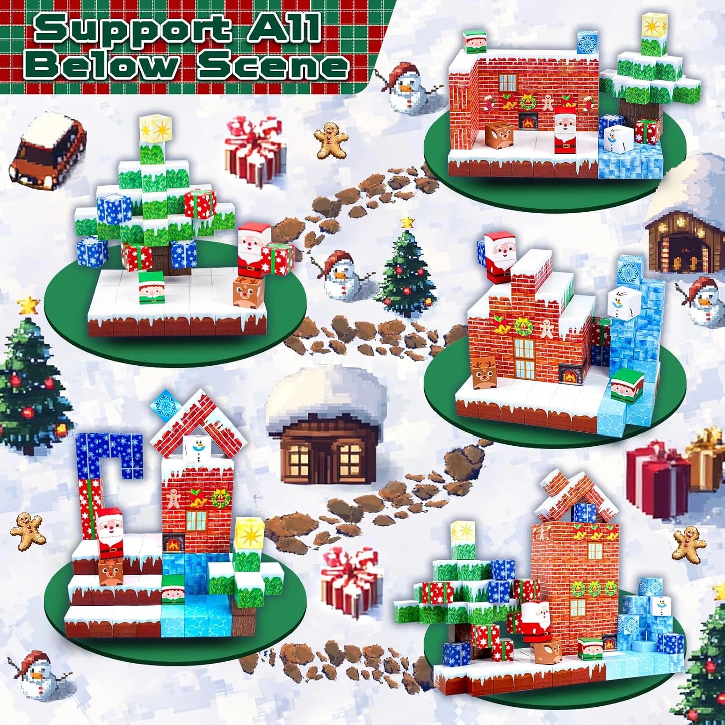 Onenazo Blocs de Construction Magnétiques – Village de Noël 150 Pièces | Édition Noël 2025 | 2 cm