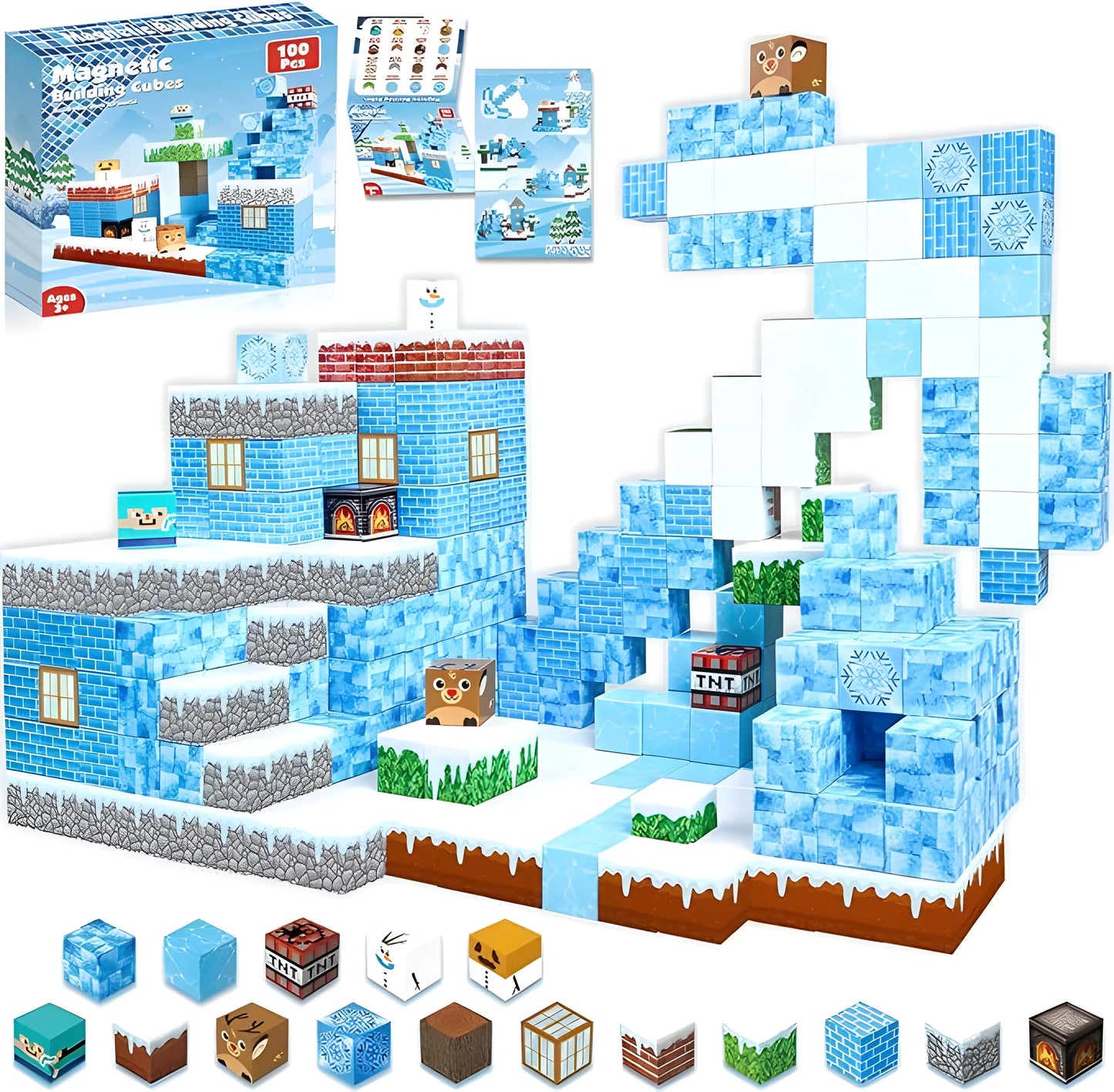 Minecraft Magnetic Building Blocks snow house for kids