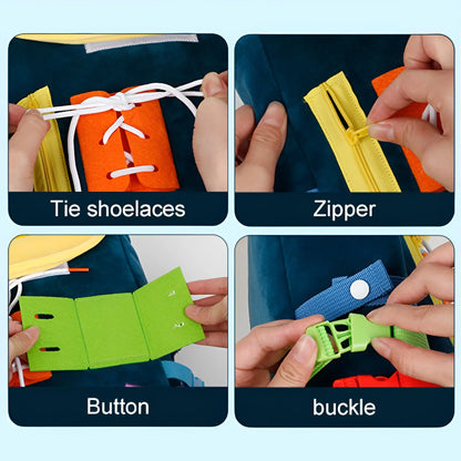 Montessori Busy Board and Storage Backpack