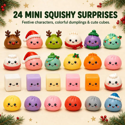 Christmas Dumpling Squishy Advent Calendar 2026 | Fidget Christmas Countdown Calendar | 24 Days of Surprises Squishy Toys Box | Xmas Toys for Sock Stuffing Christmas Gift