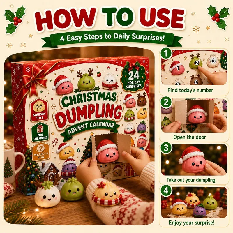 Christmas Dumpling Squishy Advent Calendar 2026 | Fidget Christmas Countdown Calendar | 24 Days of Surprises Squishy Toys Box | Xmas Toys for Sock Stuffing Christmas Gift