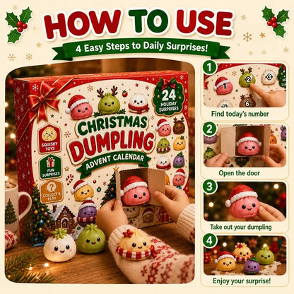 Christmas Dumpling Squishy Advent Calendar 2026 | Fidget Christmas Countdown Calendar | 24 Days of Surprises Squishy Toys Box | Xmas Toys for Sock Stuffing Christmas Gift