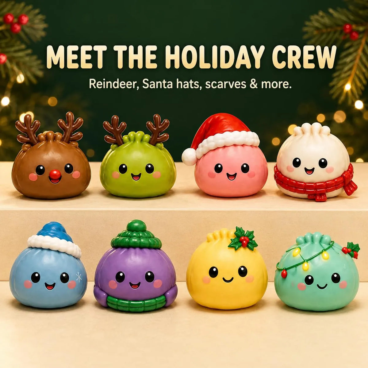 Christmas Dumpling Squishy Advent Calendar 2026 | Fidget Christmas Countdown Calendar | 24 Days of Surprises Squishy Toys Box | Xmas Toys for Sock Stuffing Christmas Gift