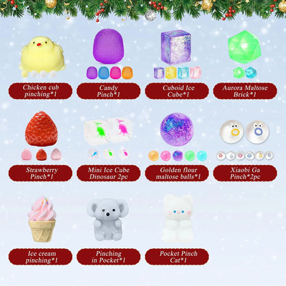 Christmas Squishy Advent Calendar 2026 | 24 Days of Christmas Countdown Calendar | Including 24 Kawaii Squishies Toys | Surprises Sensory Fidget Toys