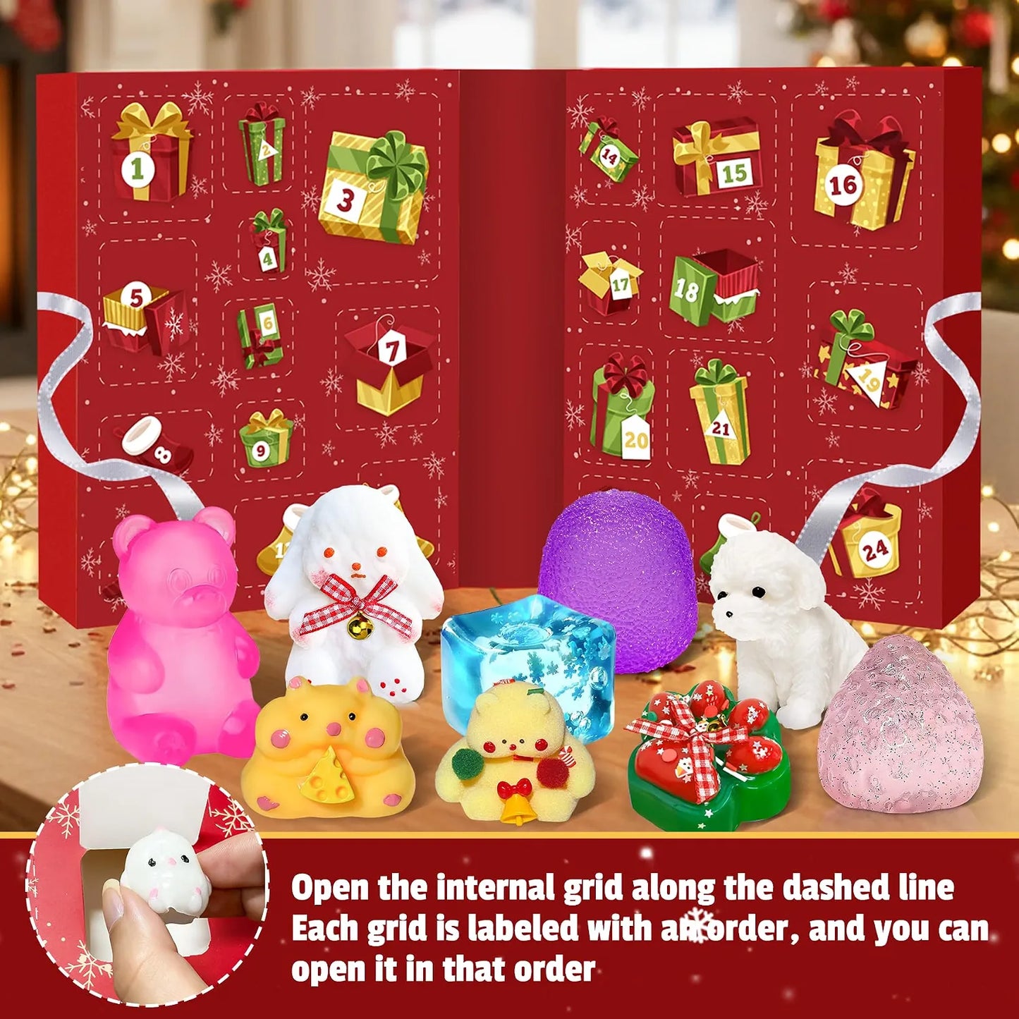 Christmas Squishy Advent Calendar 2026 | 24 Days of Christmas Countdown Calendar | Including 24 Kawaii Squishies Toys | Surprises Sensory Fidget Toys