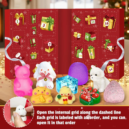 Christmas Squishy Advent Calendar 2026 | 24 Days of Christmas Countdown Calendar | Including 24 Kawaii Squishies Toys | Surprises Sensory Fidget Toys