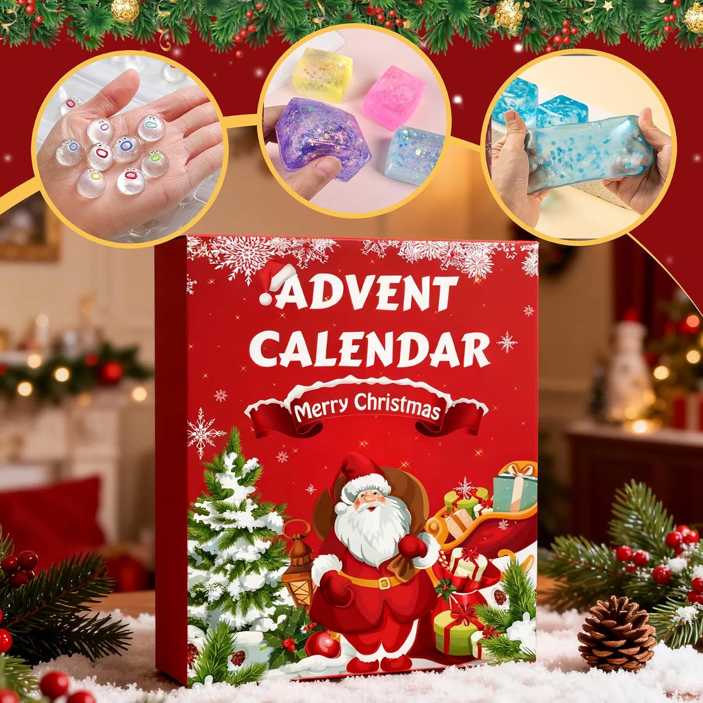 Christmas Squishy Advent Calendar 2026 | 24 Days of Christmas Countdown Calendar | Including 24 Kawaii Squishies Toys | Surprises Sensory Fidget Toys