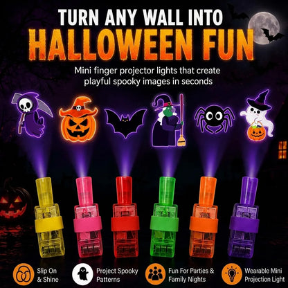 36PCS Halloween Finger Projector Lights | Magic Thumb Light | Colorful LED Finger Lights for Party Fun | Treat Bags Classroom Rewards Indoor Decor