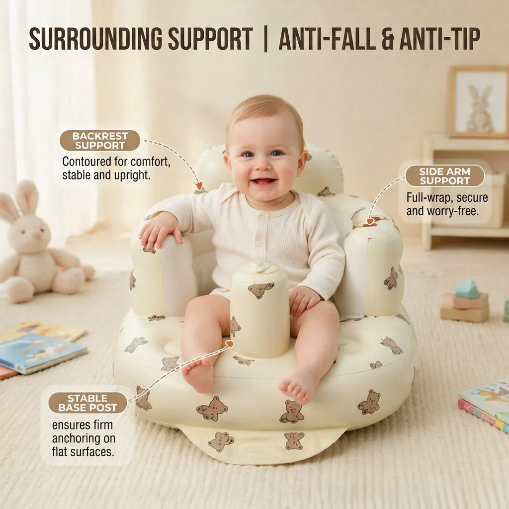 Inflatable Baby Seat, Built-in Air Pump Baby Seat for Kids Toddler, Breathable Cover, Baby Essentials & Baby Items