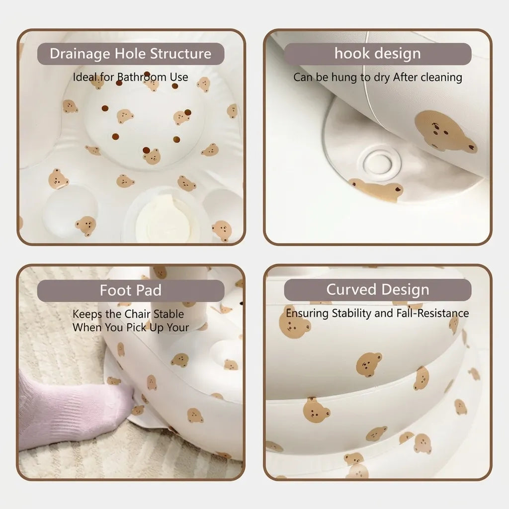 Inflatable Baby Seat, Built-in Air Pump Baby Seat for Kids Toddler, Breathable Cover, Baby Essentials & Baby Items