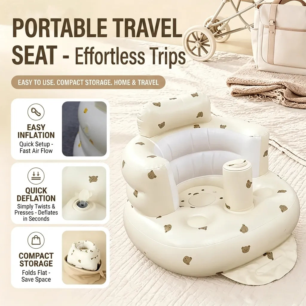 Inflatable Baby Seat, Built-in Air Pump Baby Seat for Kids Toddler, Breathable Cover, Baby Essentials & Baby Items