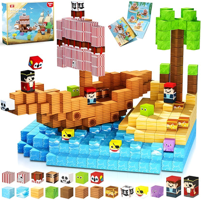 Onenazo magnetic building blocks Pirate Ship 100 pieces
