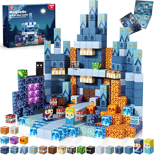 Onenazo magnetic building blocks blue castle for boys gift