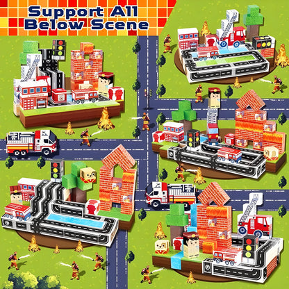 Onenazo magnetic building blocks firefighter for boys gift