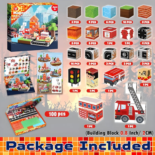 Onenazo magnetic cubes firefighter for boys gift