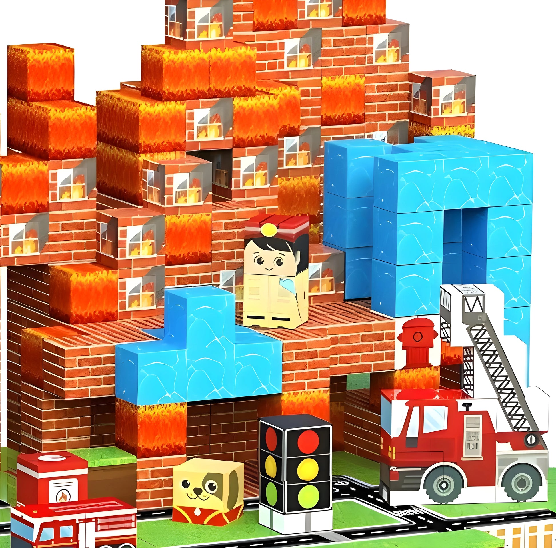 Onenazo magnetic building blocks firefighter