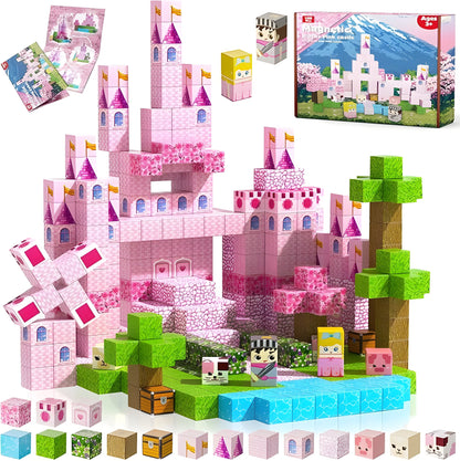 Onenazo magnetic building blocks pink castle gift