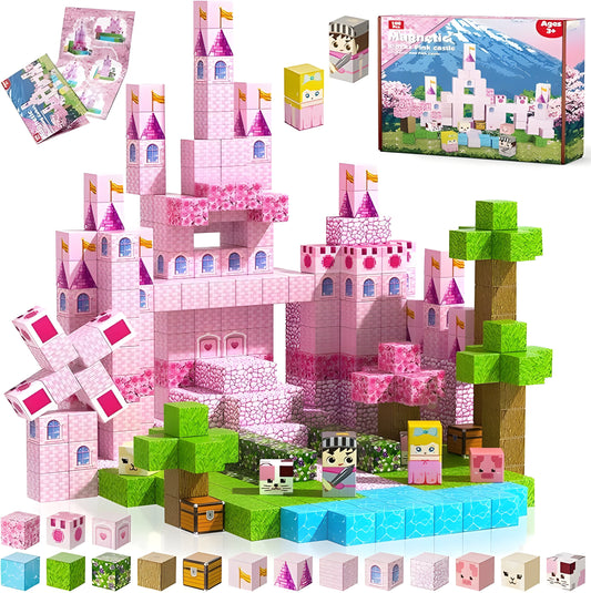 Onenazo magnetic building blocks pink castle gift