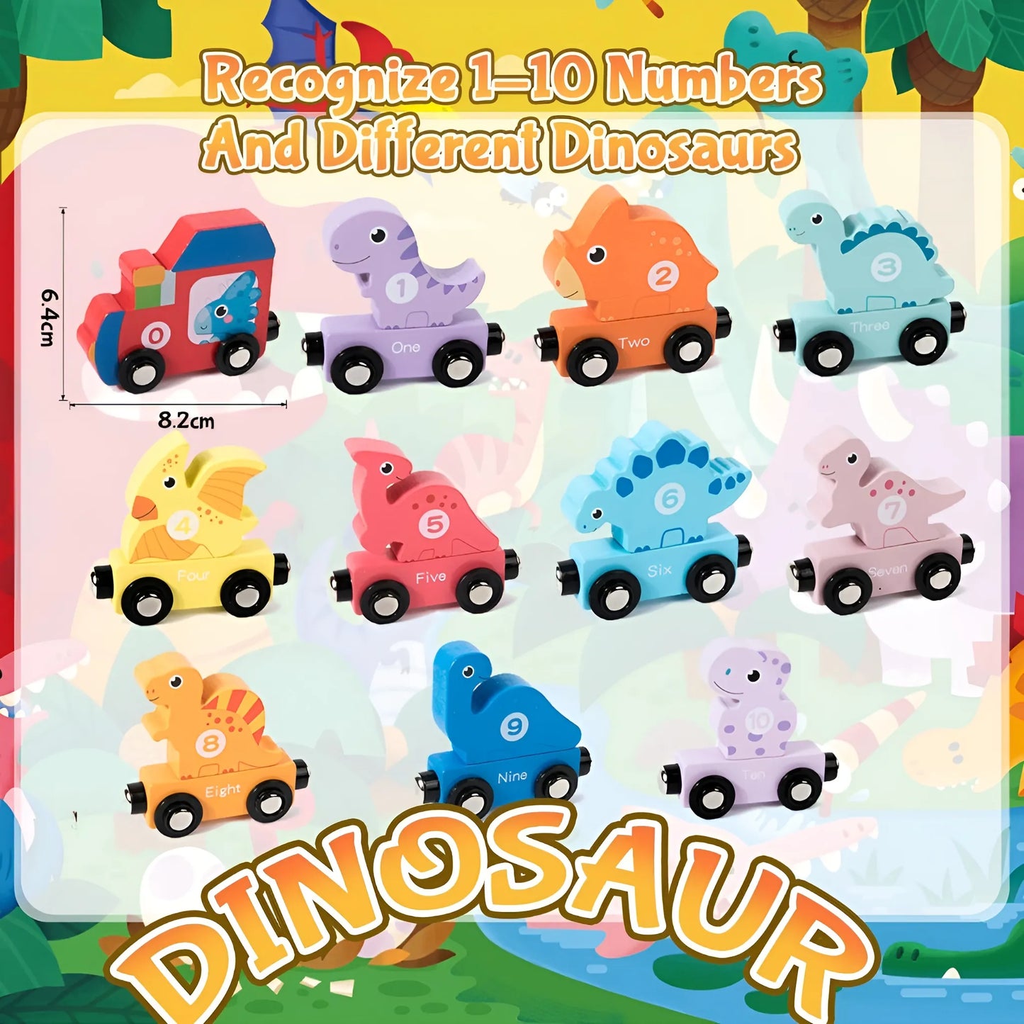 Montessori Magnetic Wooden Dinosaur Trains