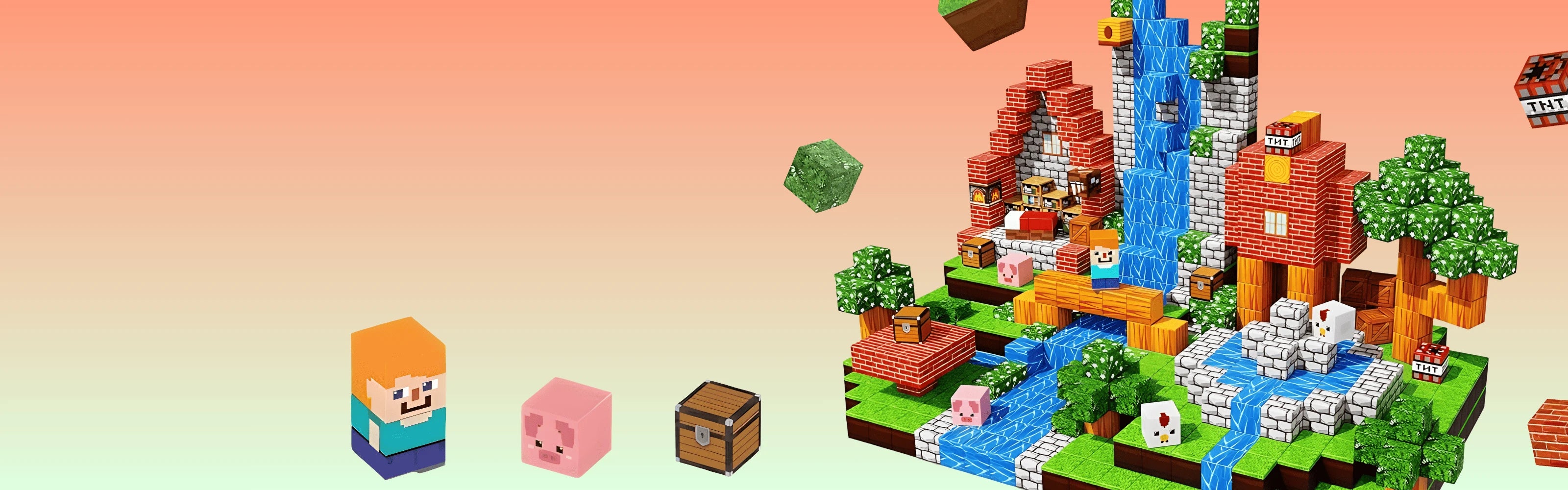 Minecraft Magnetic Building Blocks animal house banner on desktop