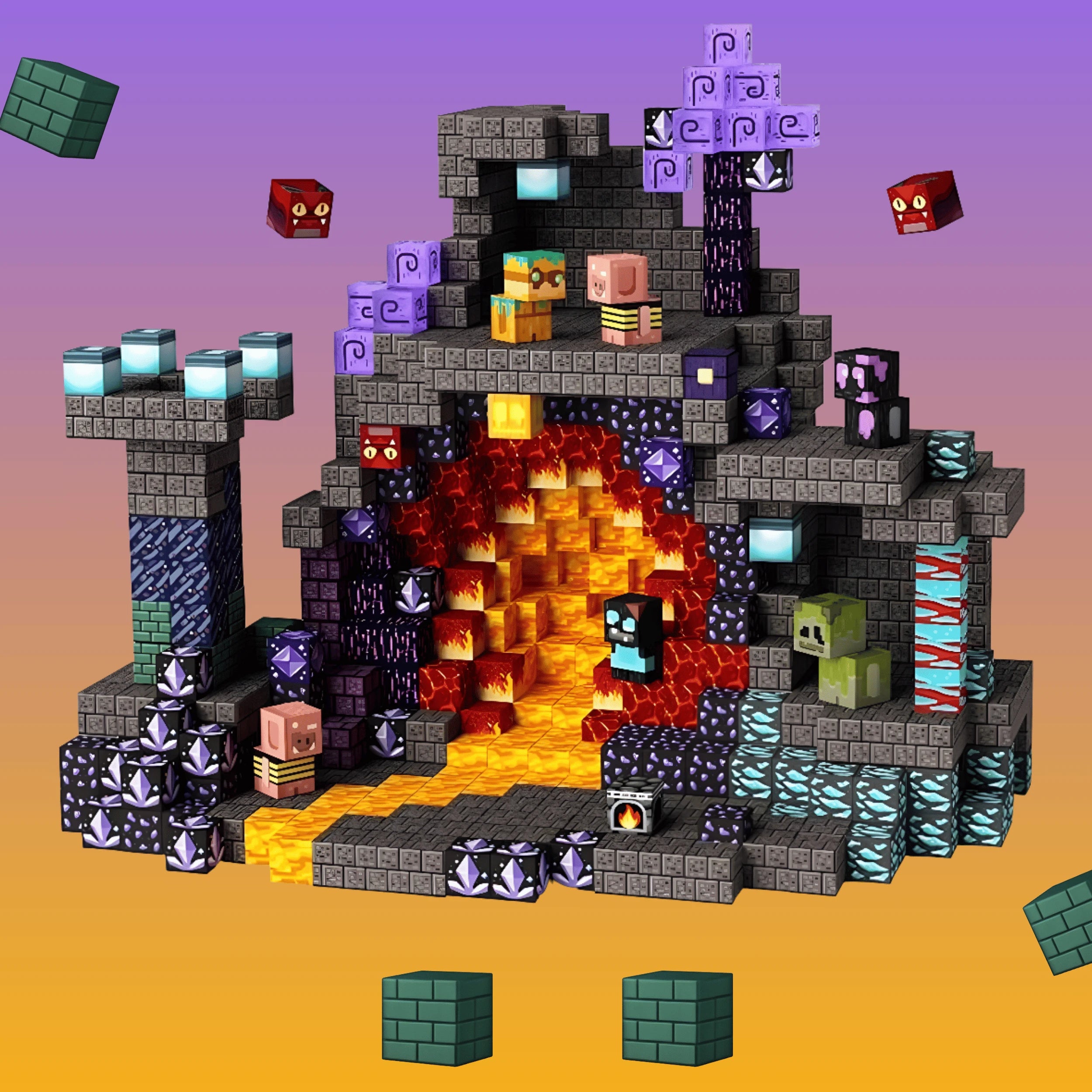 Minecraft Magnetic Building Blocks cave banner on mobile