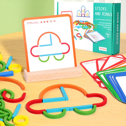 Montessori Wooden Smart Sticks & Rings