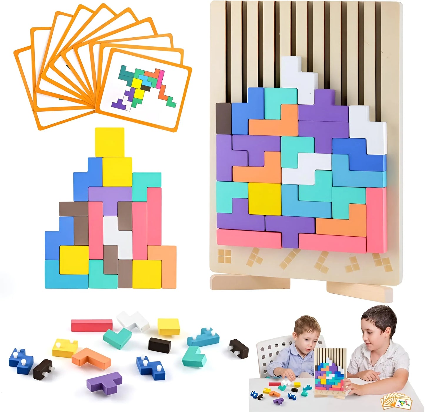 Montessori Wooden Russian Blocks Puzzle