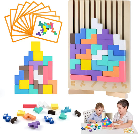 Montessori Wooden Russian Blocks Puzzle