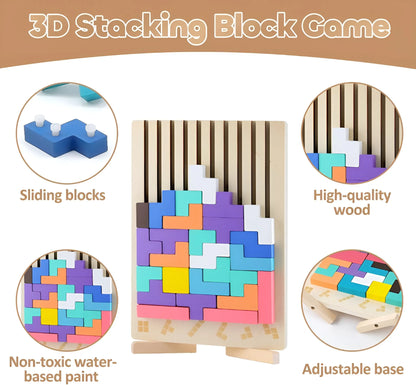 Montessori Wooden Russian Blocks Puzzle