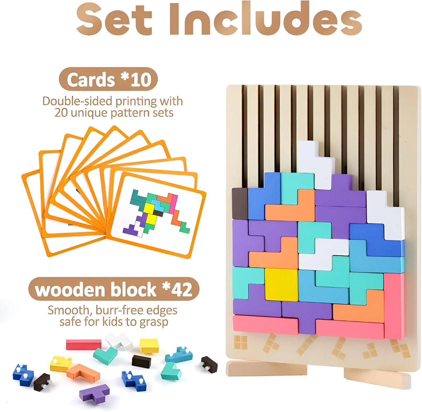 Montessori Wooden Russian Blocks Puzzle