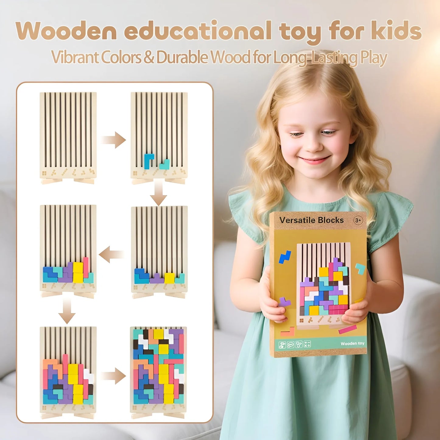 Montessori Wooden Russian Blocks Puzzle