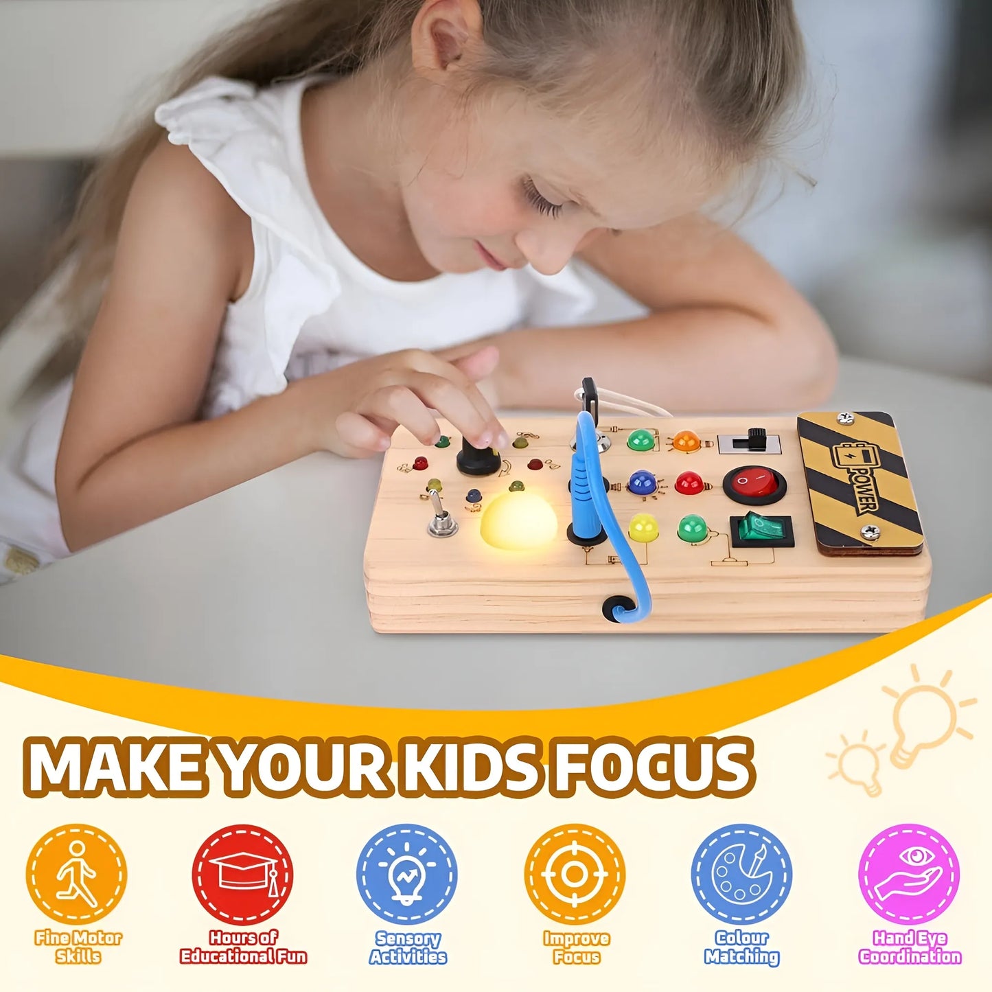 Montessori Wooden LED Switch Board