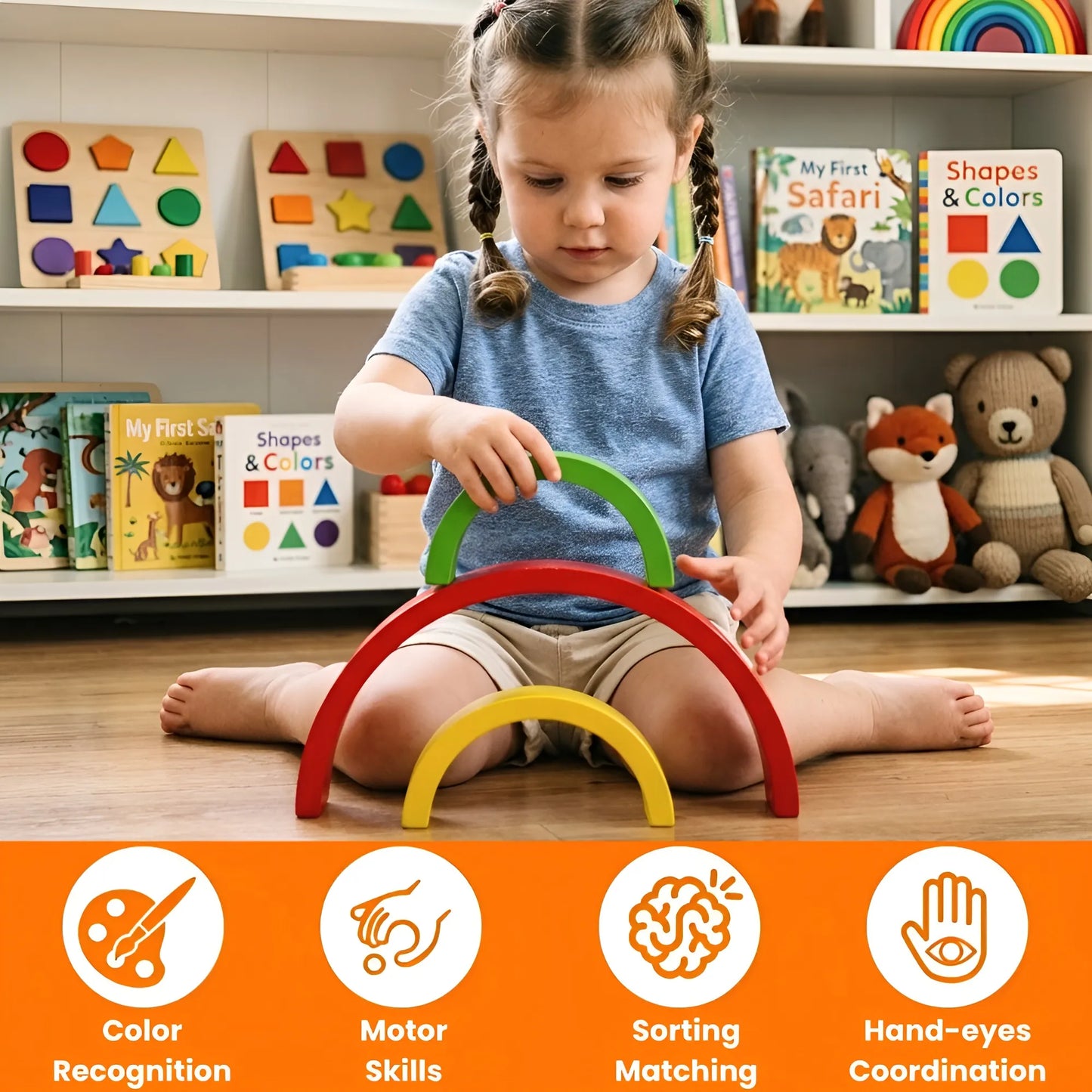 Montessori Wooden Rainbow Stacking Toy