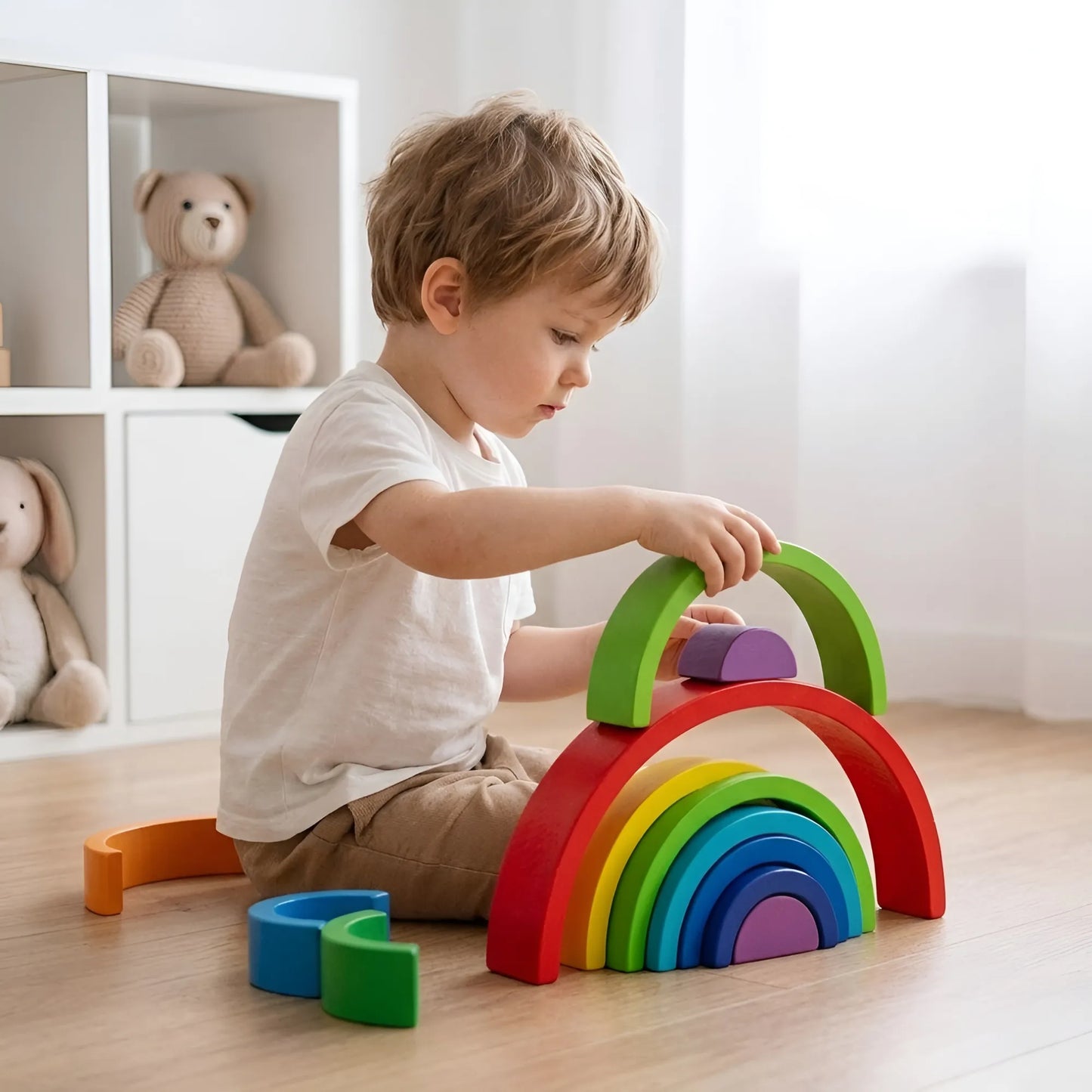 Montessori Wooden Rainbow Stacking Toy