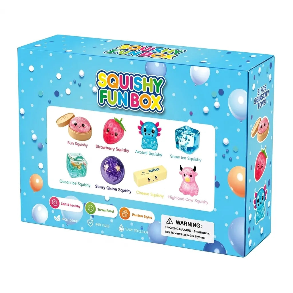 Mystery Squishy Box | 8 PCS | Ultimate Dumpling Malt Sugar Stress Relief Sensory Bundle