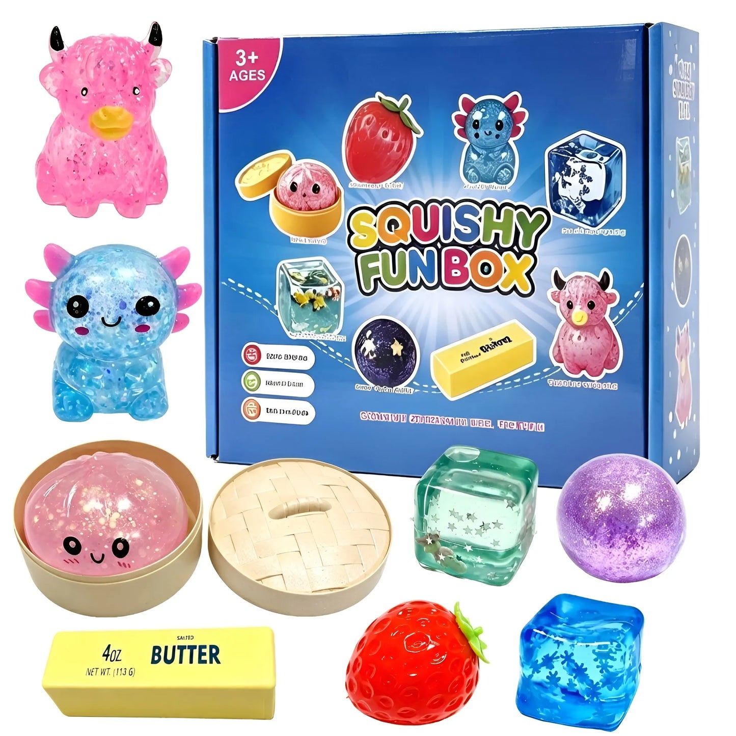 Mystery Squishy Box | 8 PCS | Ultimate Dumpling Malt Sugar Stress Relief Sensory Bundle