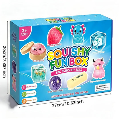 Mystery Squishy Box | 8 PCS | Ultimate Dumpling Malt Sugar Stress Relief Sensory Bundle