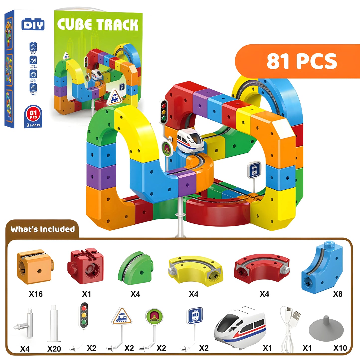 Onenazo Electric Train Track Set 51, 81, 123 PCS