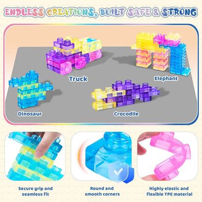Onenazo Gummy Building Blocks | Large Squishy Blocks | 40 PCS