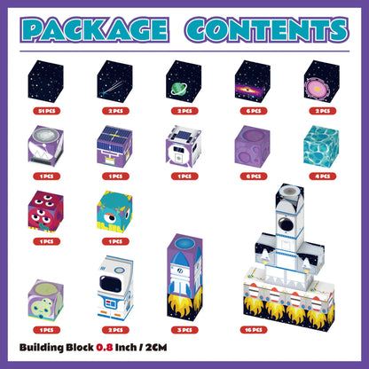 Magnetic Blocks with LED Light Up Blocks 100, 200 PCS | 2cm/0.8" | Rocket Ship