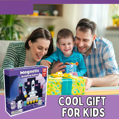 Magnetic Blocks with LED Light Up Blocks 100, 200 PCS | 2cm/0.8" | Rocket Ship